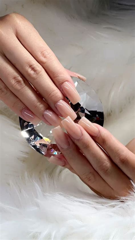 Long Nude Square Nails