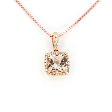 18ct Rose Gold Morganite And Diamond Pendant Allgem Jewellers