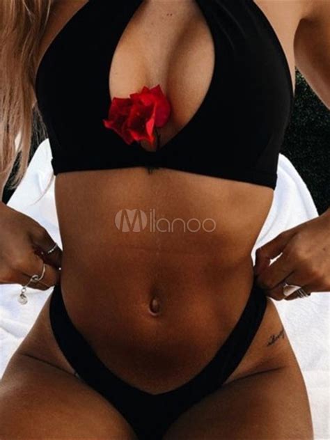 Maillot De Bain Bikini Taille Haute Sexy Bikini Noir Milanoo