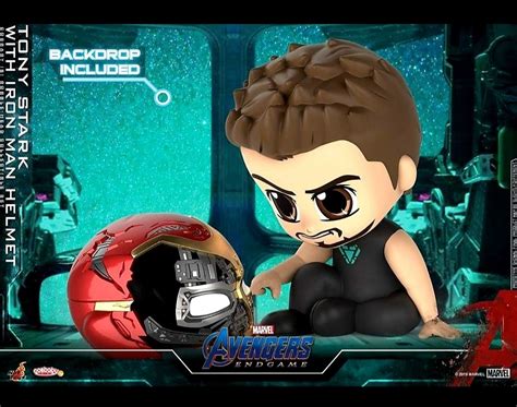MISB Pack Hot Toys Cosbaby Marvel Avengers Endgame Backdrop Included Iron Man Helmet And Tony