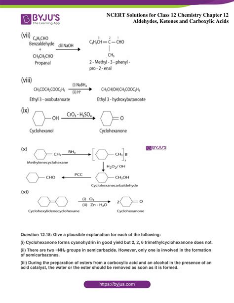 Ncert Solutions For Class Chemistry Chapter Aldehydes Ketones