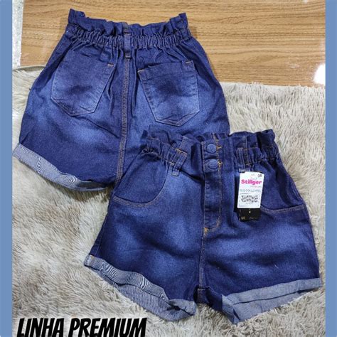 Kit Short Jeans Feminino Luxo Cintura Alta Destroyed Hot Pants Modela Bumbum Blogueira Barra