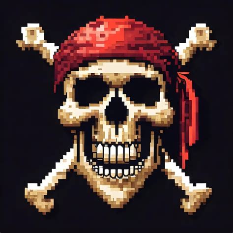 Premium Ai Image Jolly Roger Pixel Art Design Skull Creative Bones