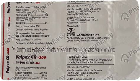 Valpex Cr 300 MG Tablet (10): Uses, Side Effects, Price & Dosage ...