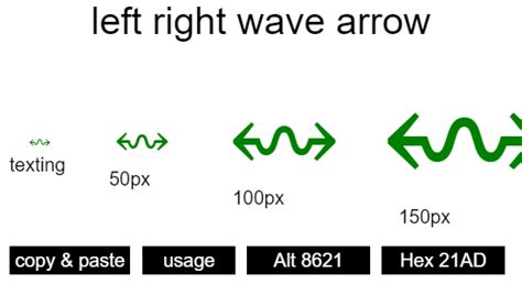 left  wave arrow symbol  codes