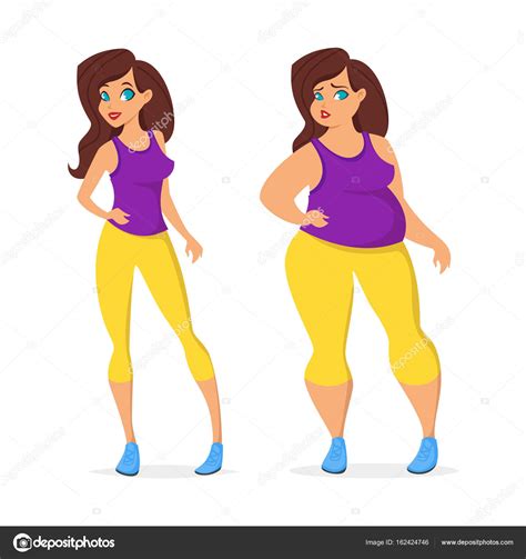 Mujer Gorda Y Delgada En Ropa Deportiva Vector Gr Fico Vectorial