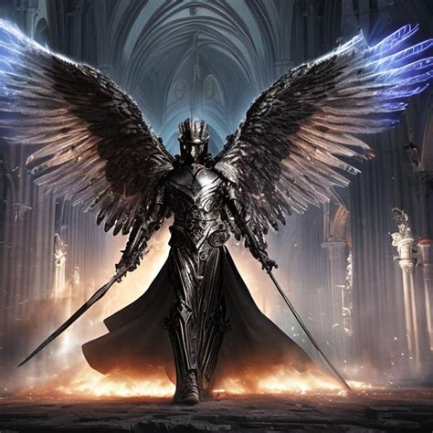 archangel making   stand  front   spire