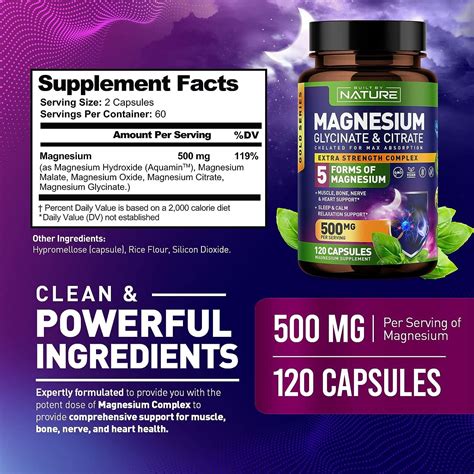 Chelated Magnesium Glycinate & Citrate Complex 500mg - 5 Forms ...