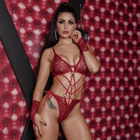 Body Sensual Sexy Em Renda Luvas E Calcinha De Amarrar Nina Vermelho Sex Shop Loja Do Prazer