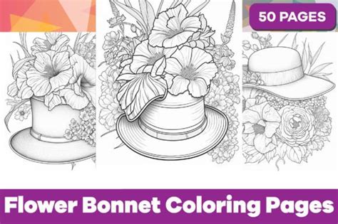 Flower Bonnet Coloring Books For Adults Graphic By Kohinoor Design