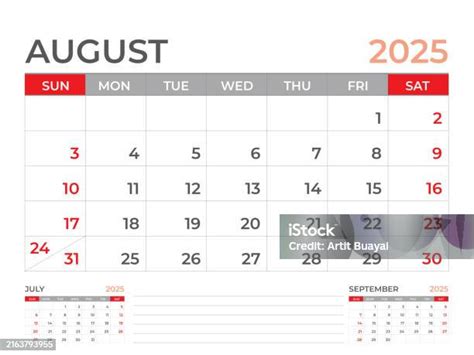 Template Kalender 2025 Halaman Agustus 2025 Kalender Meja Tahun 2025