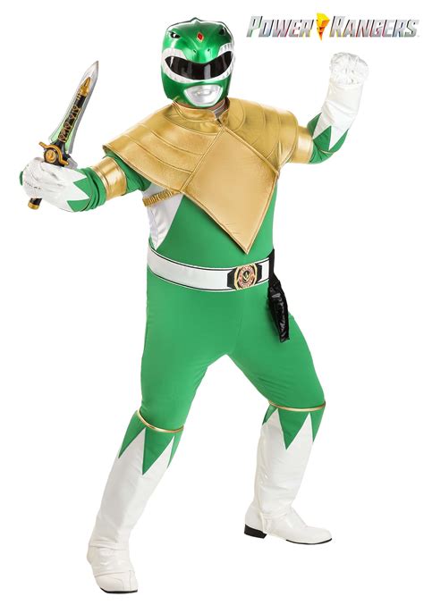 Mens Plus Size Authentic Power Rangers Green Ranger Costume Power