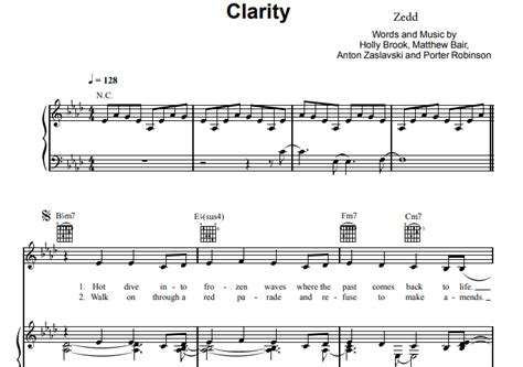 Zedd-Clarity Free Sheet Music PDF for Piano | The Piano Notes