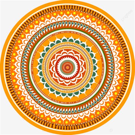 Rangoli Colorful Mandala With Floral Shapes Weave Design Elements