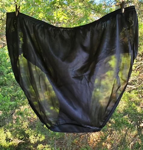 Shadowline Floral LACE Bikini Panty Shiny Nylon XL Black Silky Hot EBay