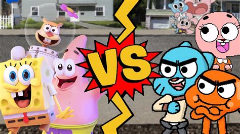 M U G E N Battles SpongeBob Patrick Star Sandy Cheeks Vs Gumball