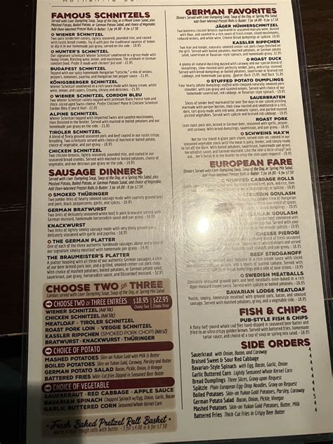 Menu The Bavarian Lodge