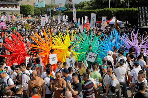 Asia S Largest Gay Pride Parade Ahead Of Vote On Same Sex Marriage Daily Mail Online