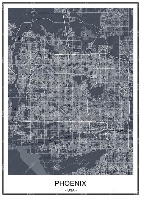 Mapa Da Cidade De Phoenix O Arizona Eua Ilustração Stock Ilustração