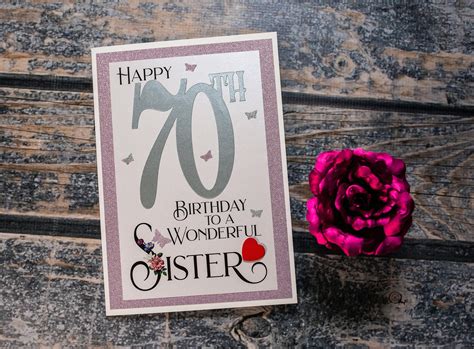 70th Birthday Card To A Wonderful Sister Heartfelt Sentiment Etsy Uk