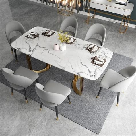 6 Seater PVD Coated Steel Base Dining Table Set At Rs 104999 Set