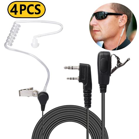 Walkie Talkies Earpiece With Mic Eeekit 2 Pin Covert Acoustic Tube Headset With Ptt Wire