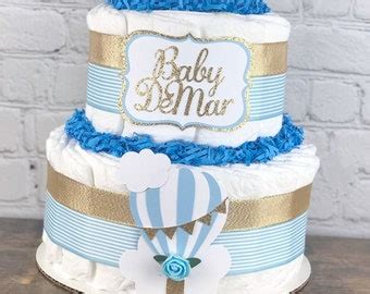 Hot Air Balloon Diaper Cake Set Baby Shower Centerpiece Etsy