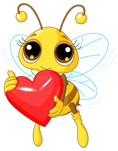 Cute Bee Holding Love Heart Stock Vector - Image: 17683570