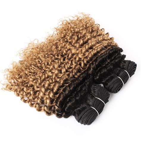B Ombre Honey Blonde Deep Curly Hair Bundles Inch Bundles Brazilian Water Wave