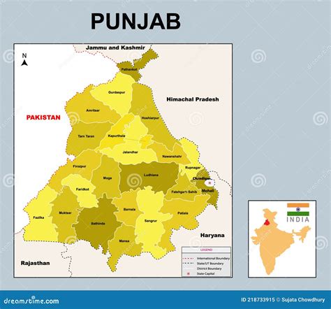 Punjab Map. Political And Administrative Map Of Punjab With Districts ...