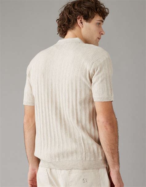 Ae Weekend Button Up Sweater Polo Shirt