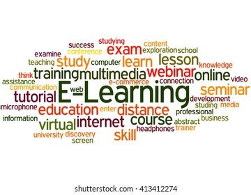 Elearning Word Cloud Concept On White Stock Illustration 413412274