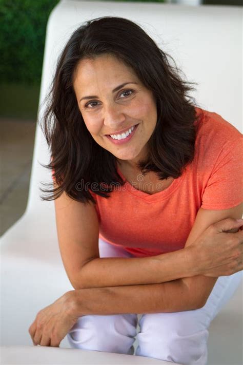 Beautiful Mature Hispanic Woman Smiling Stock Photo Image Of Beauty Adult
