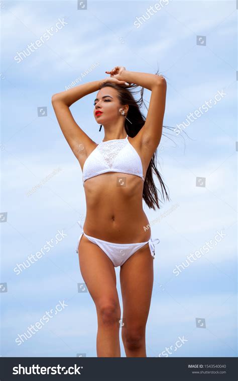 Close Beautiful Brunette Sexy Woman White Stock Photo Shutterstock