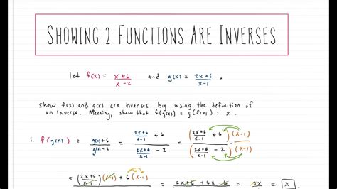 Algebra Show 2 Functions Are Inverses Youtube