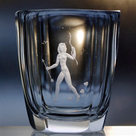 Orrefors Palmqvist Nude Woman Archer Lead Crystal Vase 1945 Etsy