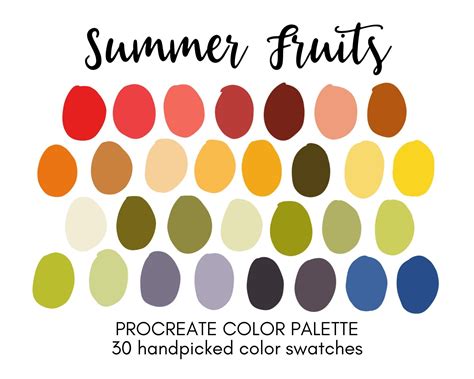 Summer Fruits Procreate Color Palette Digital Download