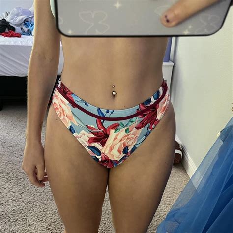 High Waisted Floral Bikini Bottoms Depop