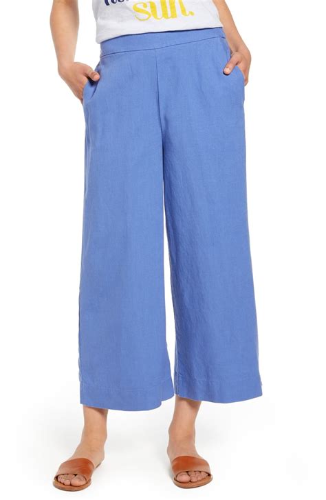 J Crew Point Sur Seaside Linen Blend Crop Wide Leg Pants Nordstrom