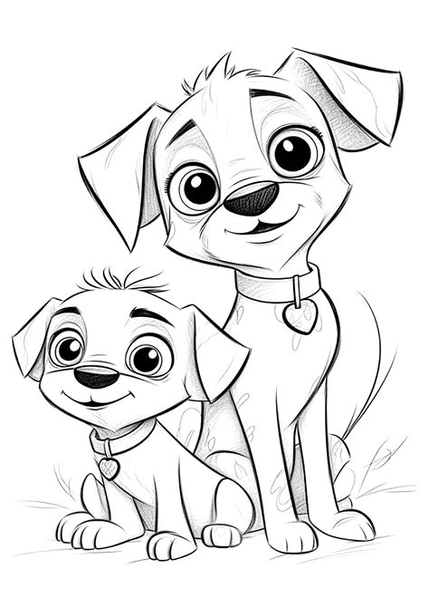 Two Smiling Dogs Disney Pixar Style Dog Coloring Pages