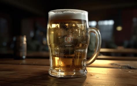 Un Verre De Bière Blonde Sur Une Table Dans Un Bar Ou Un Pub Illustration De Bière Légère