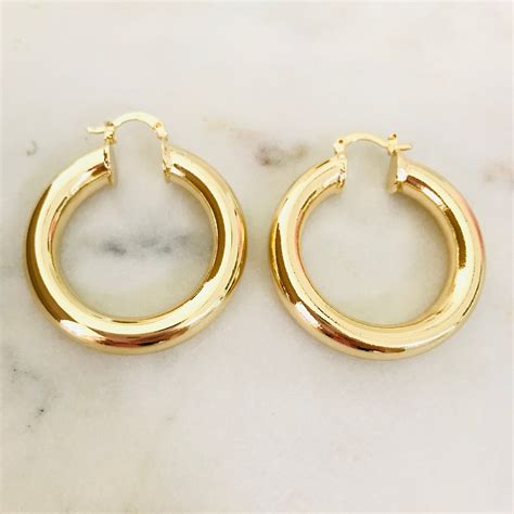 Thick Hoop Earrings Chunky Hoops 18k Gold Filled Hoops