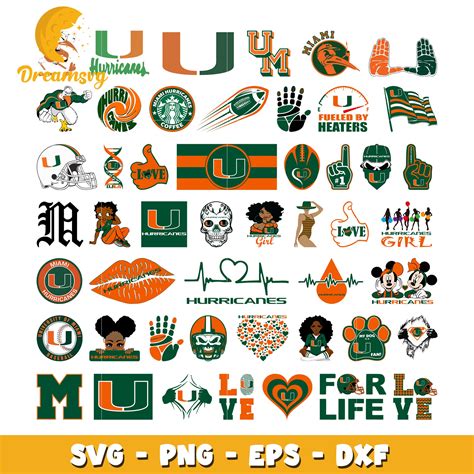 Miami Hurricanes Logo Bundle Svg Miami Hurricanes Svg Dreamsvg Store