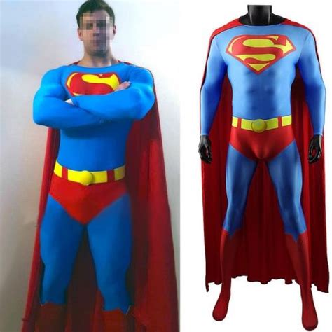 Superman 1978 Cosplay Costume Superhero Clark Kent Jumpsuit Cloak