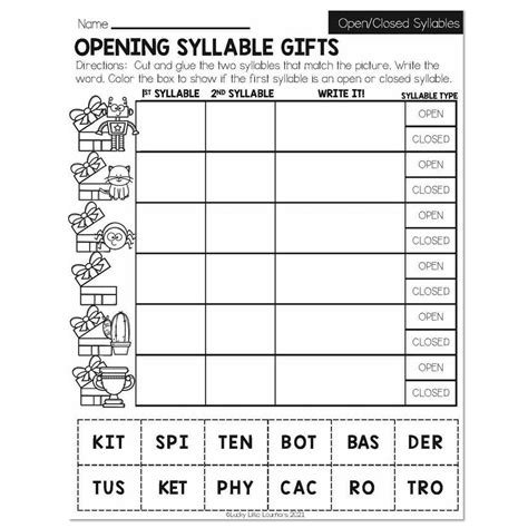 Winter Early Finishers 2nd Grade Ela Open And Closed Syllables