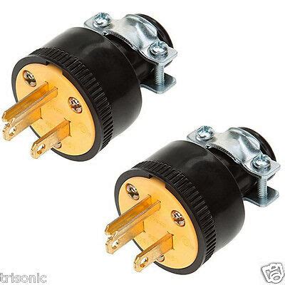 2pc Heavy Duty 3-Prong Male Extension Cord Electrical Plug Replacement ...