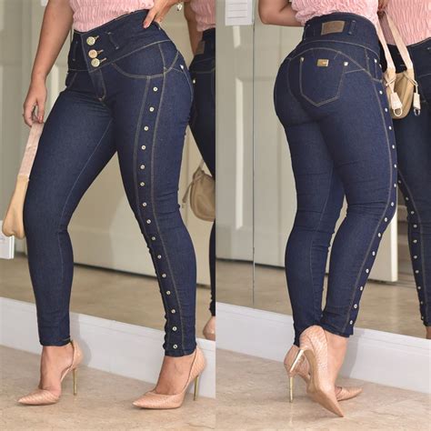 Calça Barata Cós Alto Hot Pants Lycra Zíper Dins Barata Ilhós Linda Mu Dona Scott Jeans