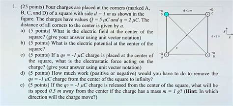 Solved Points Four Charges Are Placed At The Corners Marked A D