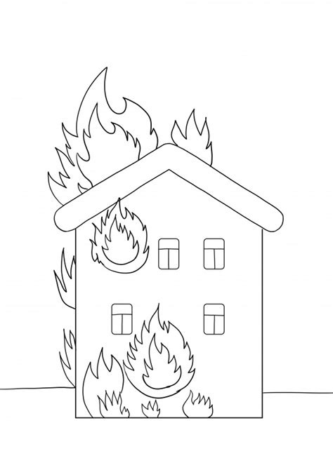 House On Fire Coloring Page