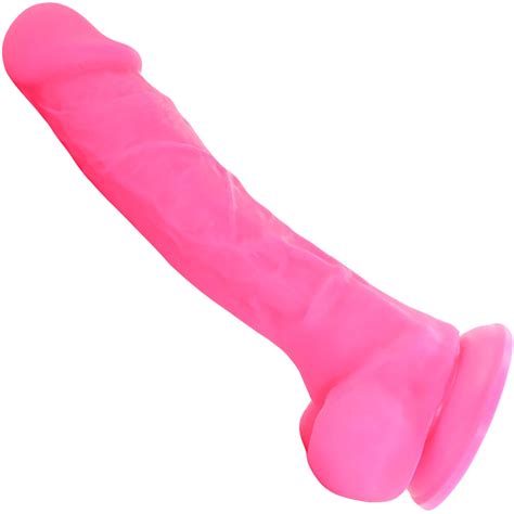Colours Dual Density 8in Dildo W Balls Pink Silicone Satisfaction